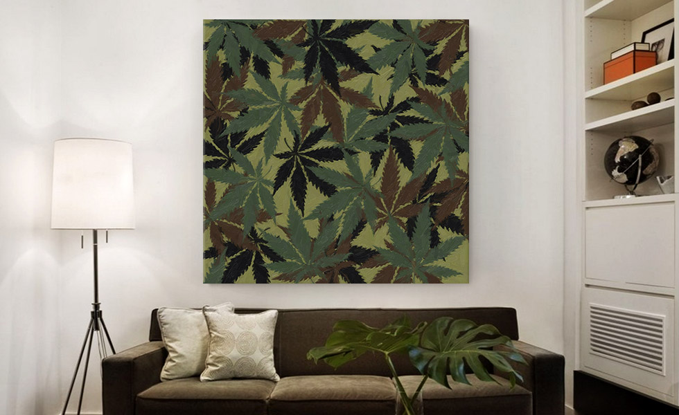 Army Green Brown Black Camo Cannabis Pot Camouflage Weed Leaf Marijuana Pattern