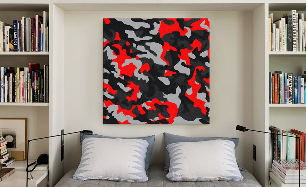 Red Dark Gray Black Camo Camouflage Pattern
