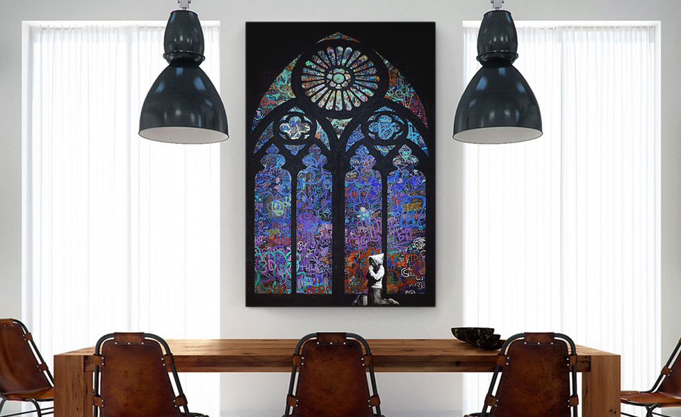 Graffiti Stained Glass - Blue
