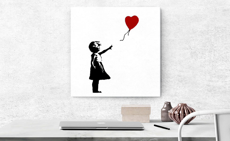 Girl with Balloon (white background Square)